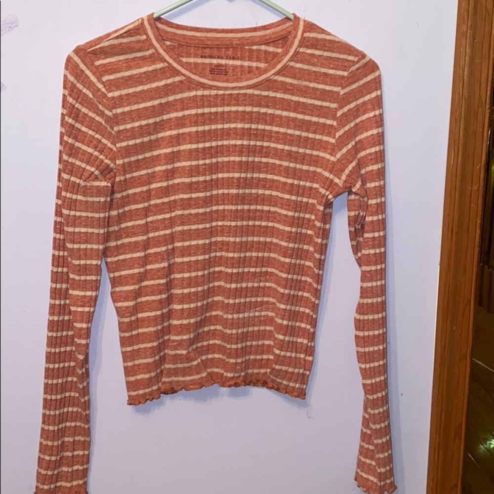American Eagle Striped Long Sleeve Tee